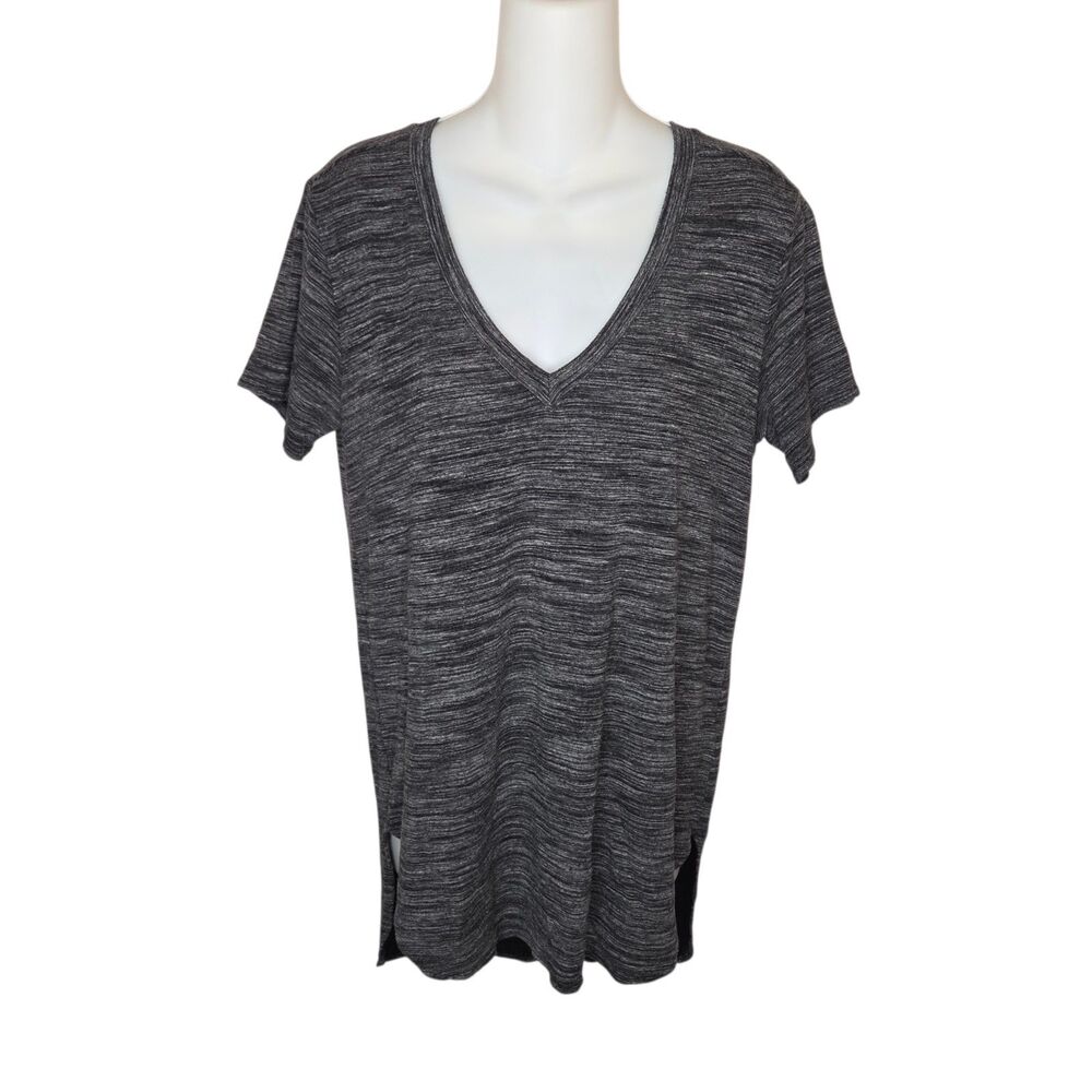 Cloth & Stone Space Dye V-Neck Tee Charcoal Gray Size Small
